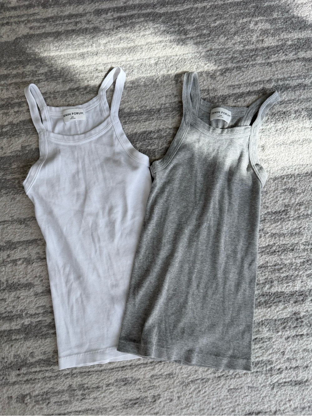 NEW Aritzia Denim Forum 2-Pack Tank Top - White & Gray Ribbed Tanks XXS
